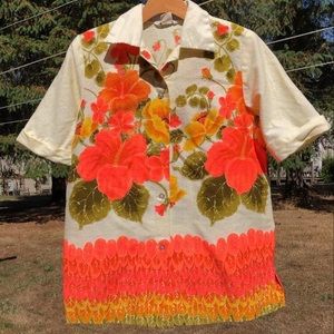 SOLD🌟Vintage Hawaiian orange Neon blouse